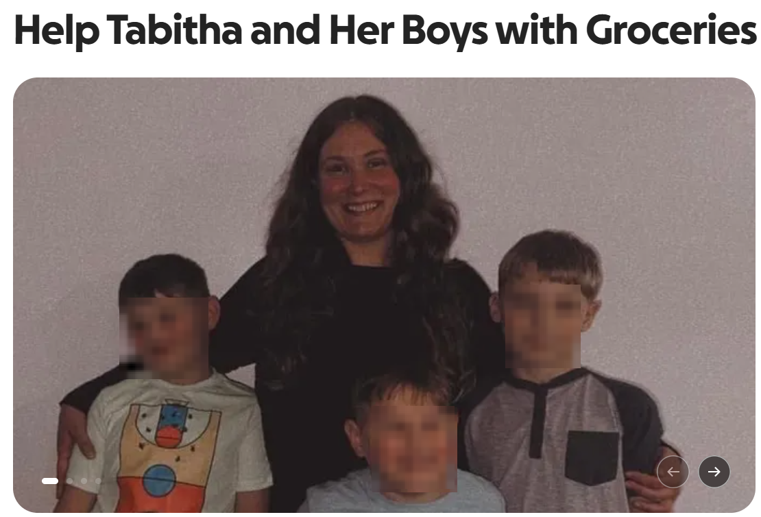 An image from a single mother's GoFundMe page