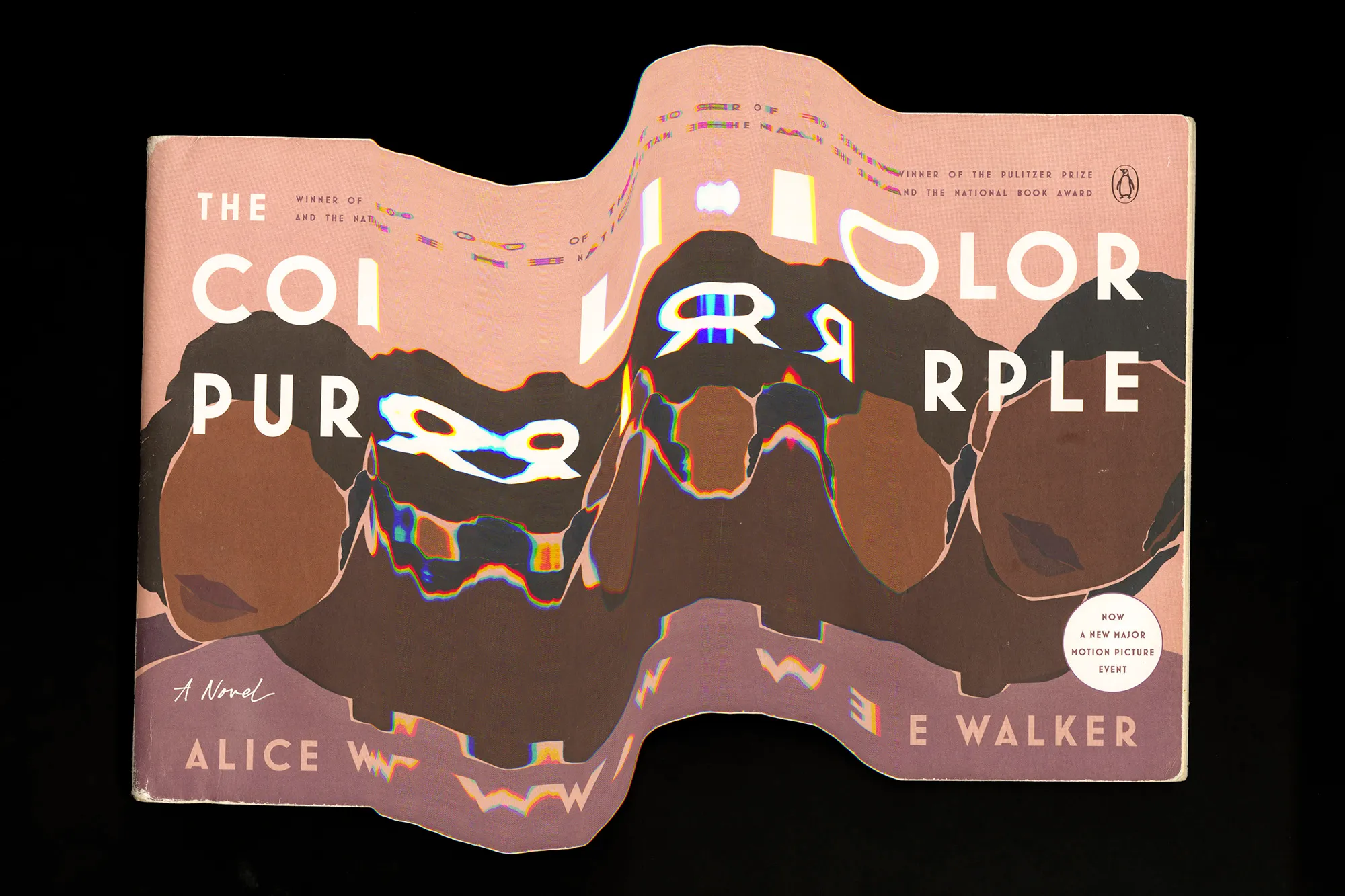 Distorted scan of cover of "Color Purple" book.